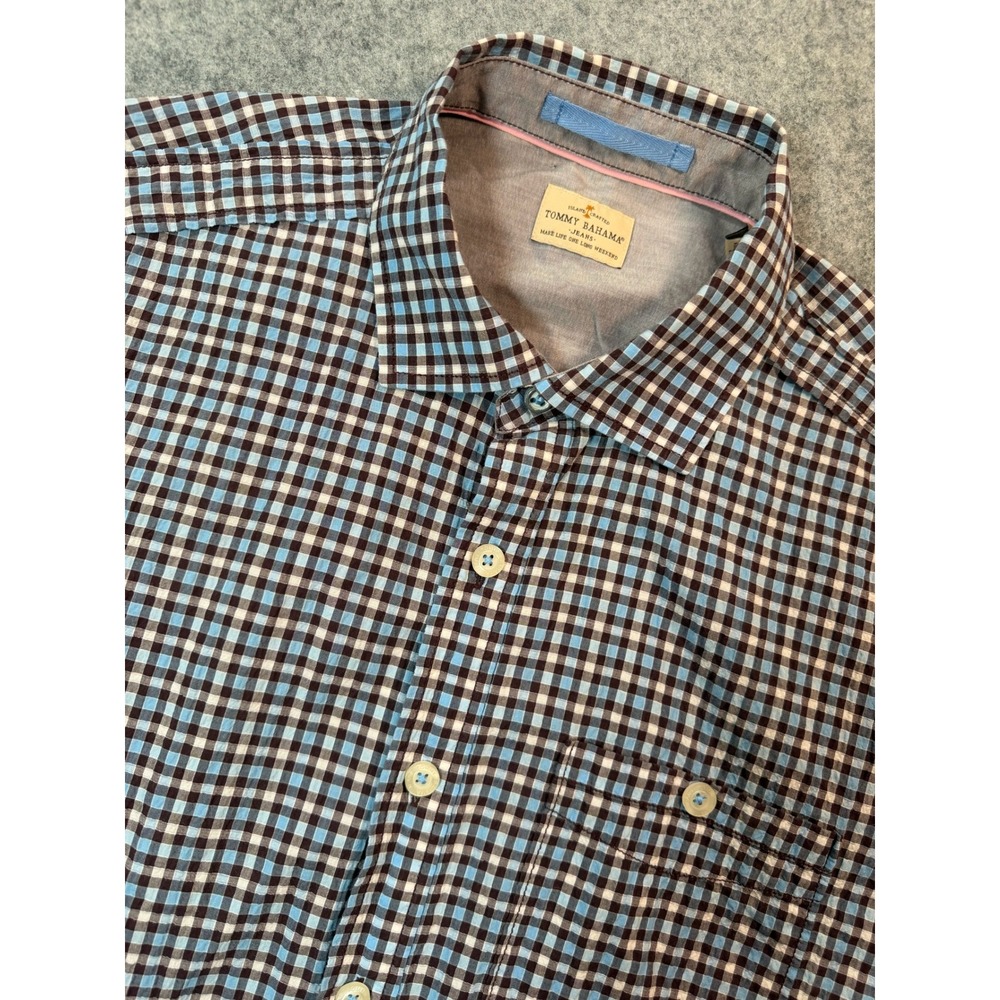 Tommy Bahama Jeans Mens Medium Gingham Check Short Sleeve Button Shirt
